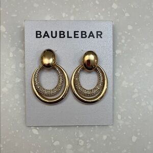 BaubleBar Pave Double Hoop Earrings, NWT, Gold